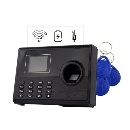 Set Zeiterfassungssystem TimeLok-400NWEPBI + 15 Stück RFID Schlüsselanhängern 125 kHz HD-RKF07-15