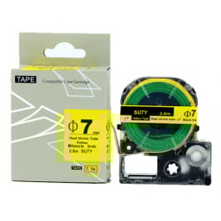 Gelbe Schrumpfschläuche auf Rolle für Etikettierer, 7 mm x 2,5 m TapeMate-7BY25