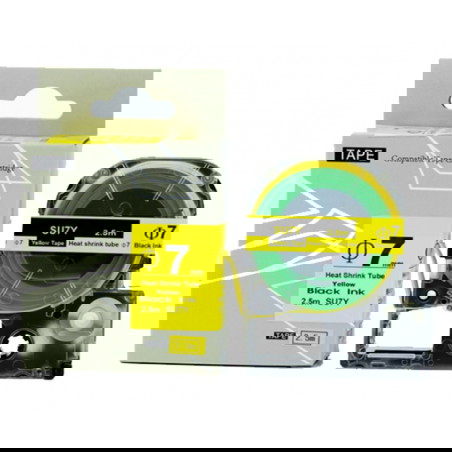 Gelbe Schrumpfschläuche auf Rolle für Etikettierer, 7 mm x 2,5 m TapeMate-7BY25