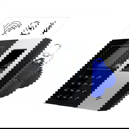 Set Zeiterfassungssystem TimeLok-300NWEPBI + 10 Stück RFID Schlüsselanhängern 13,56 MHz HD-RKF22-10