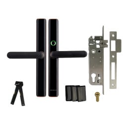 Türschloss, Tastaturschloss mit Griff, Fingerabdruck, Riegelschloss, Karte, Schlüssel, Code-Entriegelung, HDWR SecureEntry-HL100