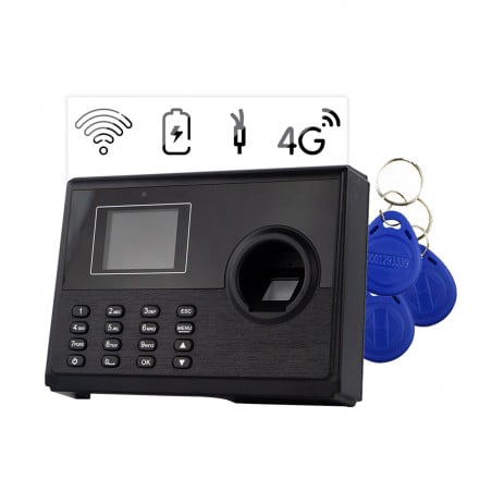 Set Zeiterfassungssystem TimeLok-400NWEPBI4G + 10 Stück RFID Schlüsselanhängern 13,56 MHz HD-RKF22-10