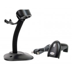 Barcode-Lesegerät mit Standfuß und automatischer Scanfunktion, USB-Kabel im Lieferumfang enthalten, ergonomisches Design HD42A