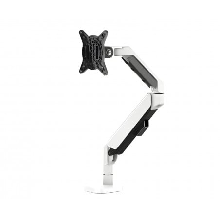 Tischhalterung SolidHand-BG01BW – Seitenansicht mit schwarzem und silbernem Design