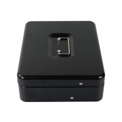 Kompakte Geldkassette HD-CB30-9 in schwarzem Gehäuse – Ansicht von vorne