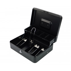 Innenansicht der offenen Geldkassette HD-CB30-9 mit Halterungen und Münzfächern