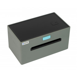 Rückansicht des Etikettendruckers OPrint-XA200 mit Papierausgabe