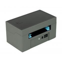 OPrint-XA200 Etikettendrucker in grauem Gehäuse von der Seite