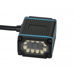 Stationärer Barcode-Scanner HD650 mit Metallgehäuse – Vorderansicht mit Symbol für RS232