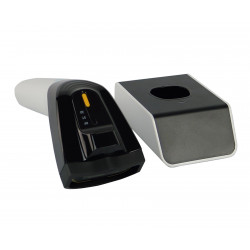 HD8500-RF Scanner auf Dockingstation – schräge Ansicht