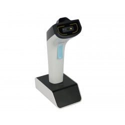 Seitliche Ansicht des HD8500-RF Scanners in vertikaler Position