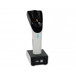 HD8500-RF Handscanner vertikal auf Dockingstation von vorne fotografiert