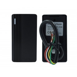 Vorder- und Rückseite des RFID-Lesers SecureEntry-CR10LF mit Anschlusskabeln