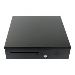 Vorderansicht der SecureTill-405F Kassenschublade mit Schloss