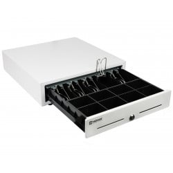 Geöffnete Kassenschublade HD-KER41W mit Fächern für Banknoten und Münzen