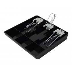 InsertTill-250 Bargeldeinsatz mit Halteklammern aus Metall, Vorderansicht