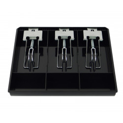 Leere InsertTill-250 Geldablage mit 3 Banknoten- und 3 Münzfächern, Vorderansicht