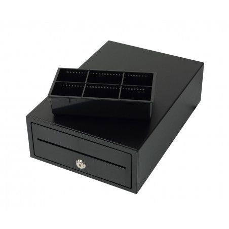 Kassenschublade SecureTill-208F mit geöffnetem Münz- und Geldscheinfach