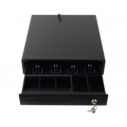 SecureTill-335F mit geöffneter Schublade, Sicht auf Banknoten- und Münzfächer