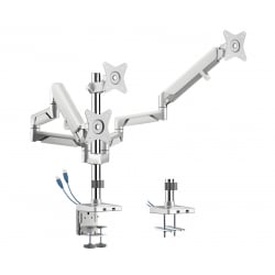 Dreifach-Monitorhalterung SolidHand-BG03SU mit Gasfeder, montiert auf Schreibtisch