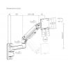Technische Zeichnung der Monitor-Wandhalterung SolidHand-BGW01W mit Abmessungen