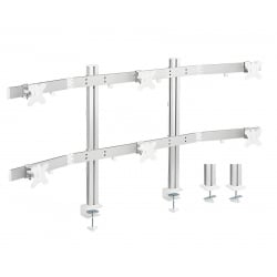 Sechsfach-Monitorhalterung SolidHand-CM06 montiert auf Schreibtisch