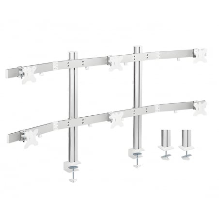 Sechsfach-Monitorhalterung SolidHand-CM06 montiert auf Schreibtisch