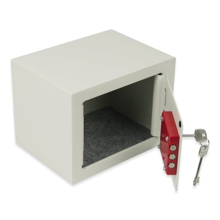 Kleiner Safe SecureBox-10 mit geöffnetem Innenraum und Schlüsseln