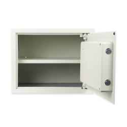 Tresor SecureBox-50 – geöffnete Tür mit Sicht auf Innenraum und Zubehör