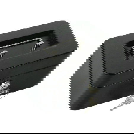 Schwarze Geldkassette HD-CB20-5 mit Griff und Schloss – Vorderansicht