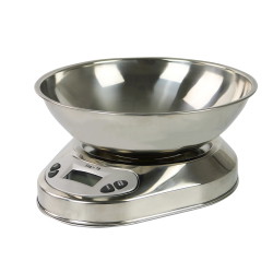 Kompakte Küchenwaage wagPRO-K5C aus Edelstahl – linke Seite