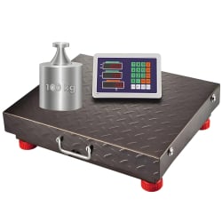 Plattformwaage wagPRO-W100 mit Gewichtsstücken und Anzeige