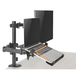 Seitenansicht des Monitorarms mit Laptop-Ablage SolidHand AL01M01