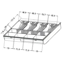 Robuste Kassenschublade für Bargeld mit 8 Münzfächern und 4 Scheinfächern für Kassen und POS-Systeme HD-KR35