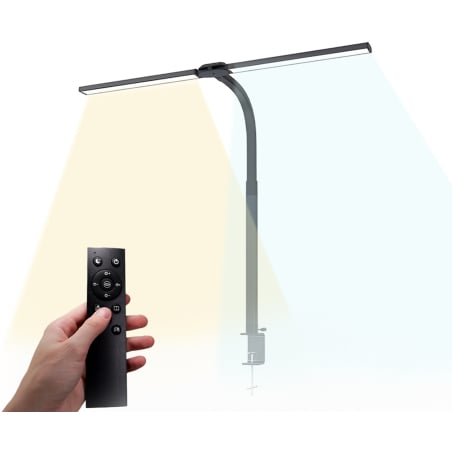 LED-Schreibtischlampe LumixDesk-12 mit Fernbedienung im Einsatz