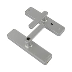 Rückseite des Griffs mit sichtbarem Schlüsselloch und Schraubpunkten