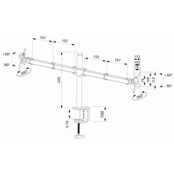 Technische Zeichnung und Abmessungen der Monitorhalterung SolidHand UM02