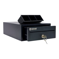 Kleine Unterbau-Kassenschublade für Geldscheine, 5 Fächer für Banknoten und 3 für Münzen, Stahl HD-KER20