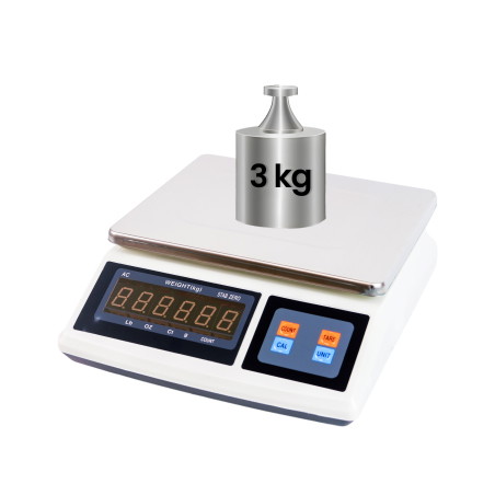 Elektronische Ladenwaage mit 3 kg Plattform, Display und drahtloser Bedienung, Genauigkeit 0,1 g wagPRO-S3