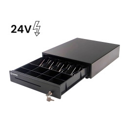 Kassenschublade für eine Registrierkasse mit 24-V-Spannung, 4 Geldscheinfächer und 8 Münzfächer, Stahl HD-KER35