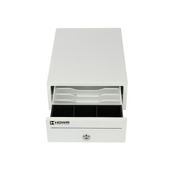 Geldschublade mit 5 Geldscheinfächern und 3 Münzfächern, kompakt, weiß, aus robustem Stahl HD-KER20W