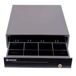 Kassenschublade mit Organizer mit 4 Fächern für Banknoten und 8 Fächern für Münzen, Stahl HD-KER35