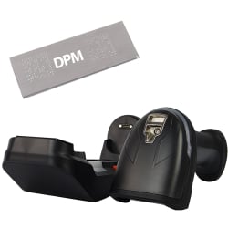 HD9900 Industriescanner in Dockingstation, schräge Frontansicht