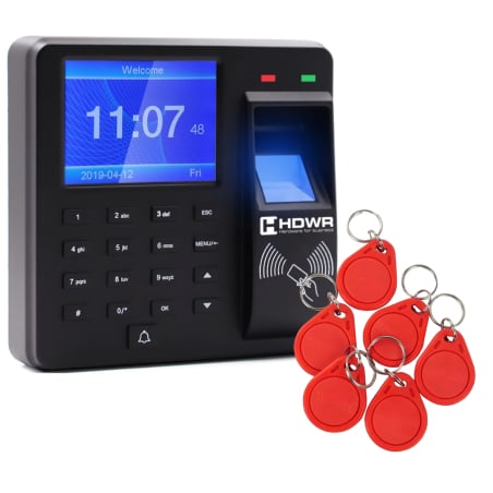 Set - CTR10 Arbeitszeiterfassungsgerät + 10 Stück 125 kHz RFID-Schlüsselanhänger