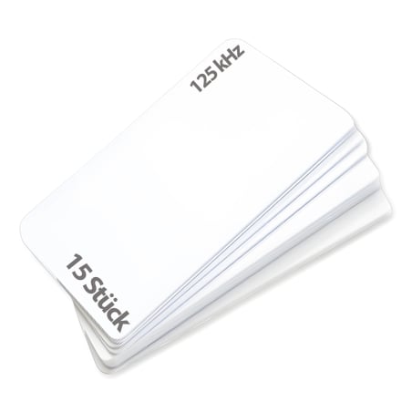 RFID UNIQUE 125 kHz Karten, codiert, weiß, unbedruckt, mit TK4100 Chip - Set mit 15 Stück HD-RWC01