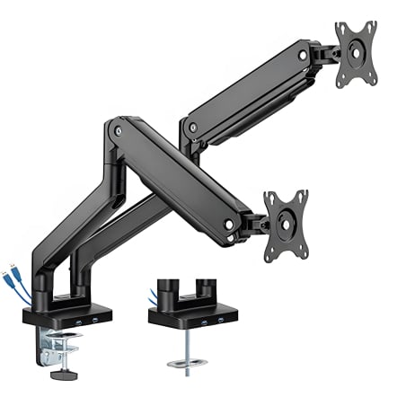 Tischhalterung für 2 Monitore mit zwei USB-Anschlüssen im Standfuß, Diagonale 17"-32", VESA SolidHand-CS02U