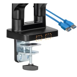 Doppelmonitorarm mit zwei USB-Anschlüssen im Fuß, für Schreibtische, Bildschirmdiagonale 17–32 Zoll SolidHand-CS02U