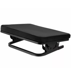 Seitenansicht der ergonomischen Fußablage mit Metallgestell