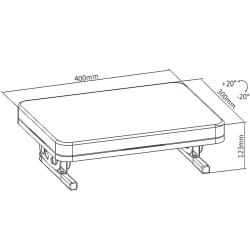 Technische Zeichnung der Fußstütze FeetFleet-11 mit Maßangaben