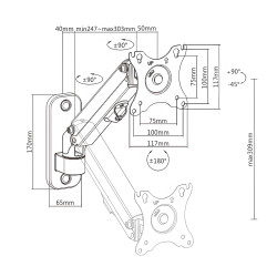Höhenverstellbare Wandhalterung für Monitore von 17 bis 27 Zoll SolidHand-AW01